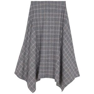 Massimo Dutti wool blend handkerchief hem grey gray check plaid skirt women’s 8